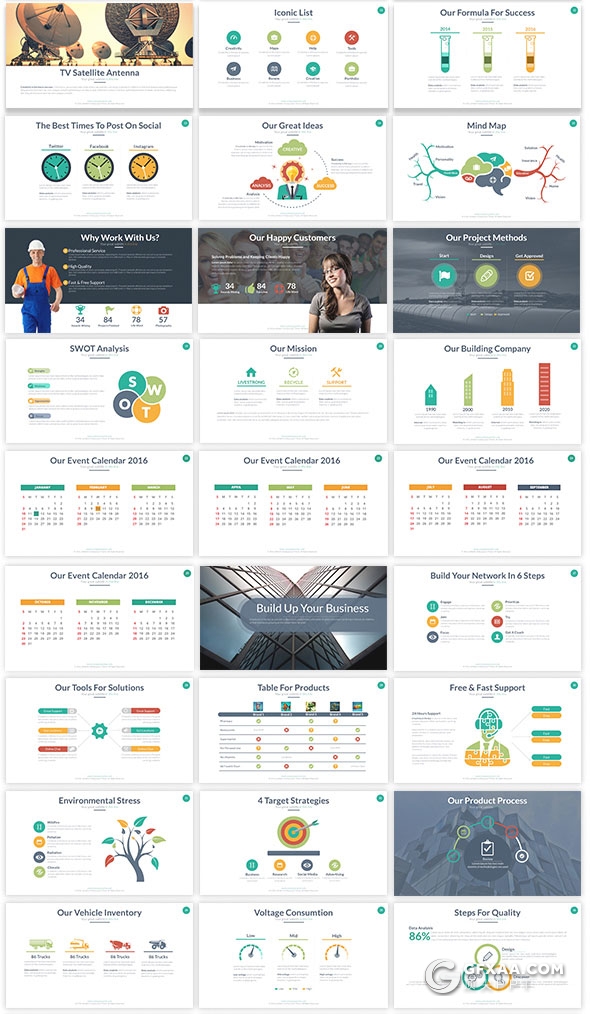 403页国外大型商务通用PPT模板16:9/4:3/16:10/A4四种尺寸PPT模板 - 顶尖PPT