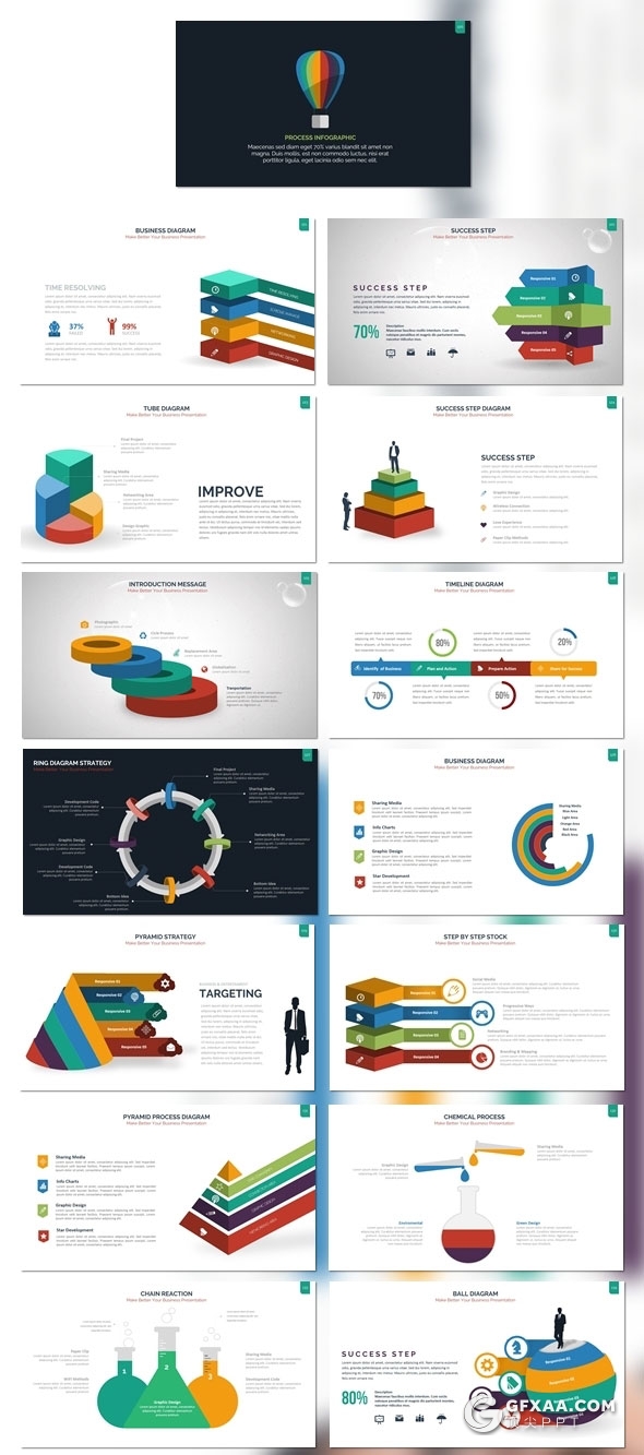 300页国外高端商务风格企业介绍工作计划总结商务图形PPT模板10种配色 - 顶尖PPT
