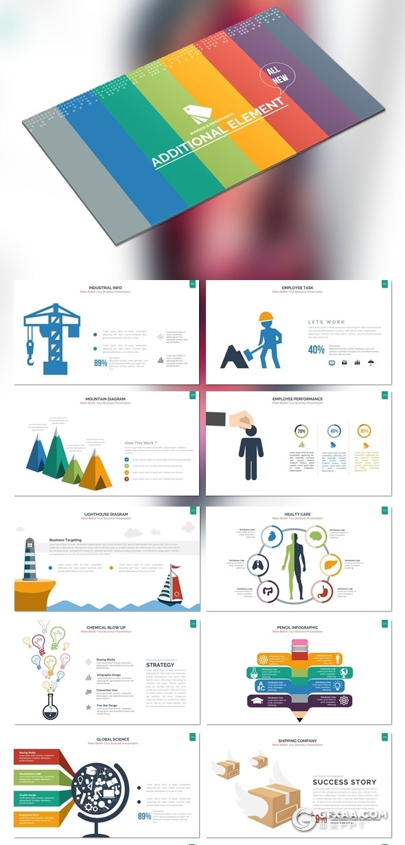 300页国外高端商务风格企业介绍工作计划总结商务图形PPT模板10种配色 - 顶尖PPT