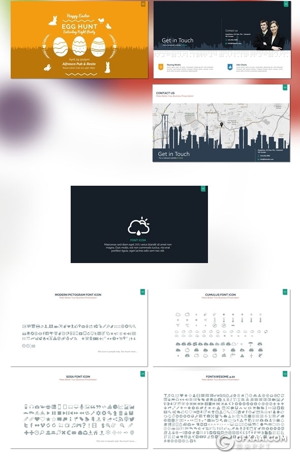 300页国外高端商务风格企业介绍工作计划总结商务图形PPT模板10种配色 - 顶尖PPT