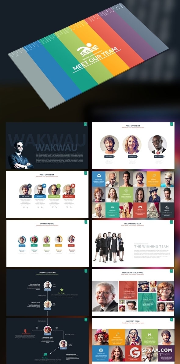 300页国外高端商务风格企业介绍工作计划总结商务图形PPT模板10种配色 - 顶尖PPT