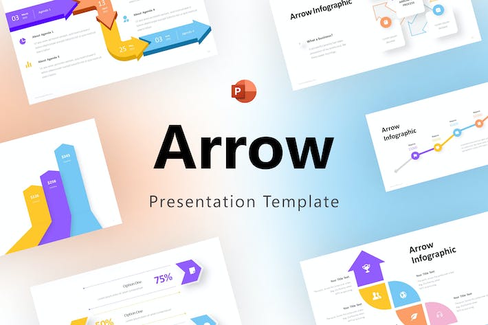 多色彩箭头信息图形图表PPT模板 - 顶尖PPT