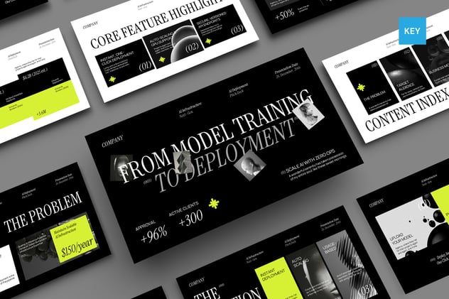 黑绿色现代人工智能演讲主题keynote模板 - 顶尖PPT