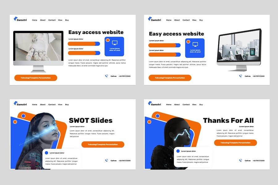 AI科技PPT人脸识别人脸捕捉技术人工智能模型PPT模板 - 顶尖PPT