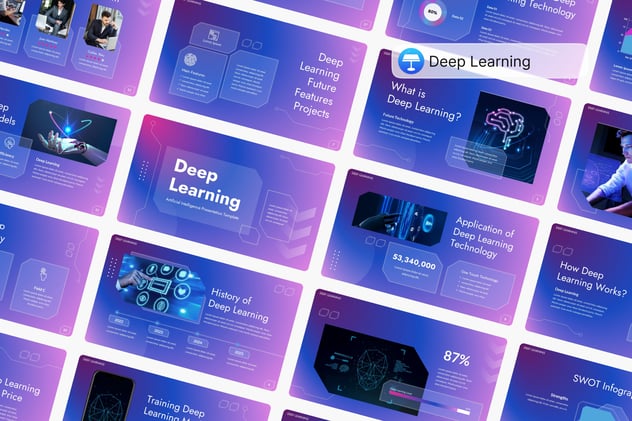 虚幻科技背景深度AI学习技术keynote模板 - 顶尖PPT