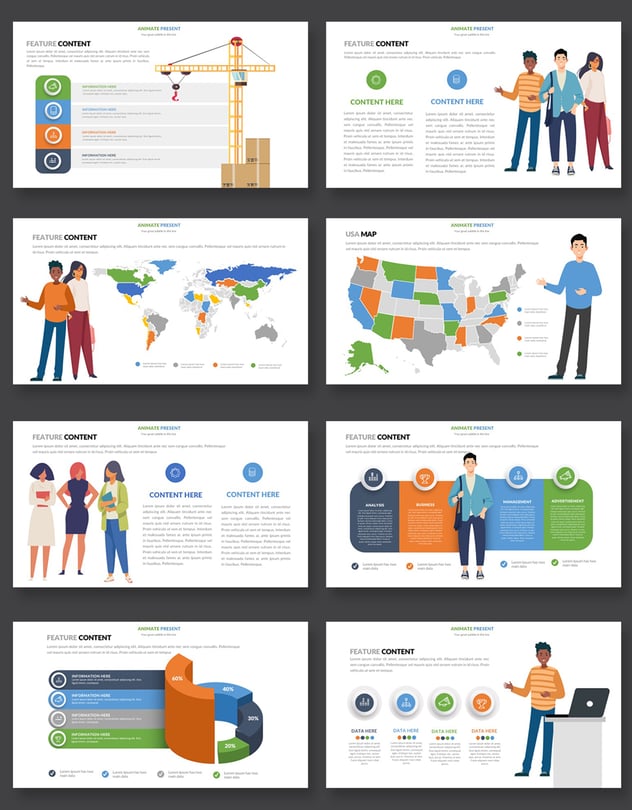 彩色动画世界各国地图商务图形Keynote演模板 - 顶尖PPT