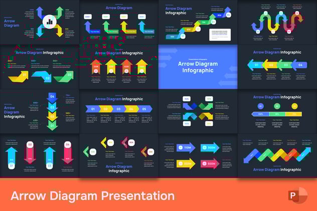 彩色箭头指向流程图形PPT模板 - 顶尖PPT