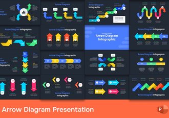 彩色箭头指向流程图形PPT模板 - 顶尖PPT