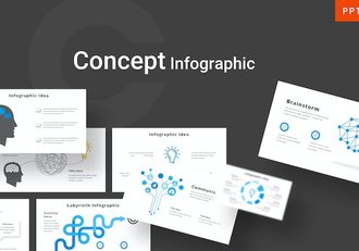 概念思维导图信息图形展示PPT模板 - 顶尖PPT