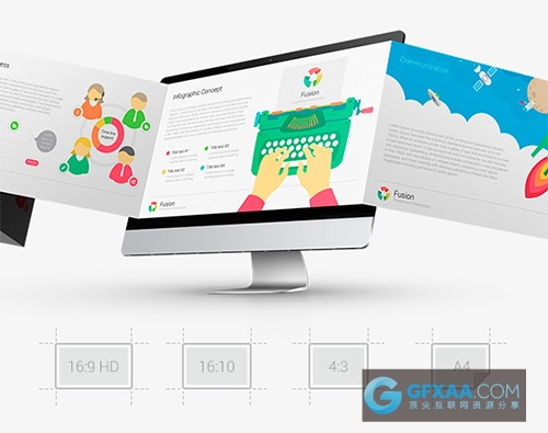 5种配色扁平化唯美色系卡通风格PPT模板 - 顶尖PPT