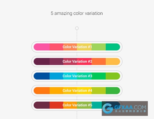 5种配色扁平化唯美色系卡通风格PPT模板 - 顶尖PPT