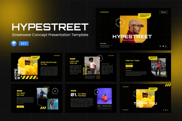 城市街头服饰设计keynote模板 - 顶尖PPT