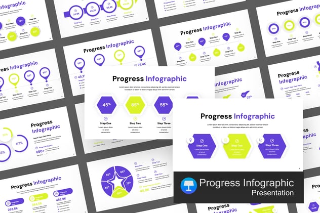 可视化流程进展信息图形keynote模板 - 顶尖PPT