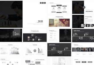 黑白极简商务企业战略规划PPT模板 - 顶尖PPT