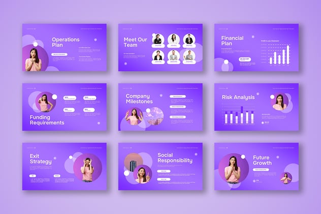 紫色渐变事业代理商业计划PPT模板 - 顶尖PPT