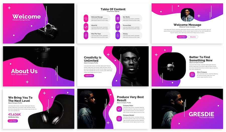 渐变色彩抽象设计创意展示PPT模板 - 顶尖PPT