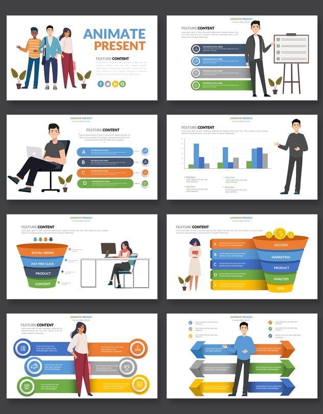 彩色动画世界各国地图商务图形Keynote演模板 - 顶尖PPT