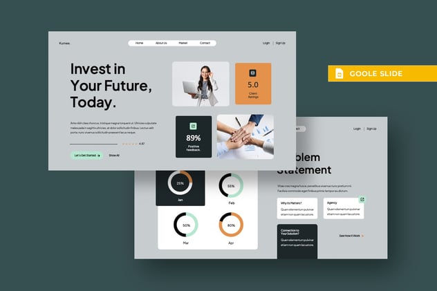 蓝灰色现代投资分析PPT模板 - 顶尖PPT