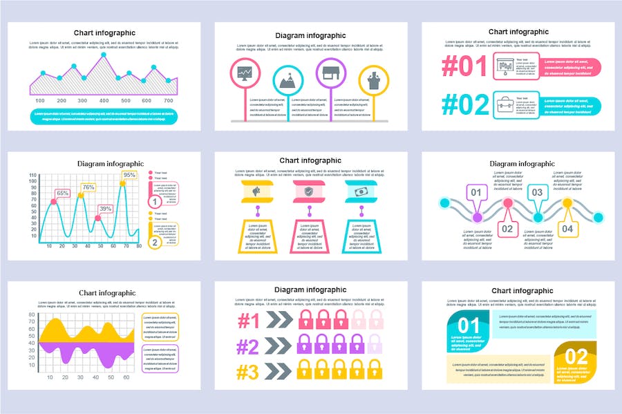 彩色信息图形图表PPT模板 - 顶尖PPT