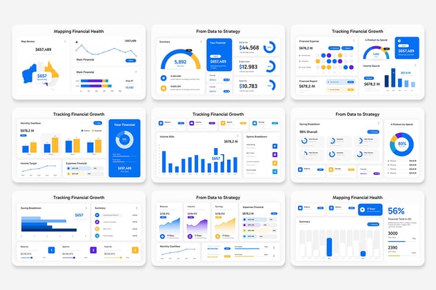 新拟态风格财务数据图表PPT模板 - 顶尖PPT