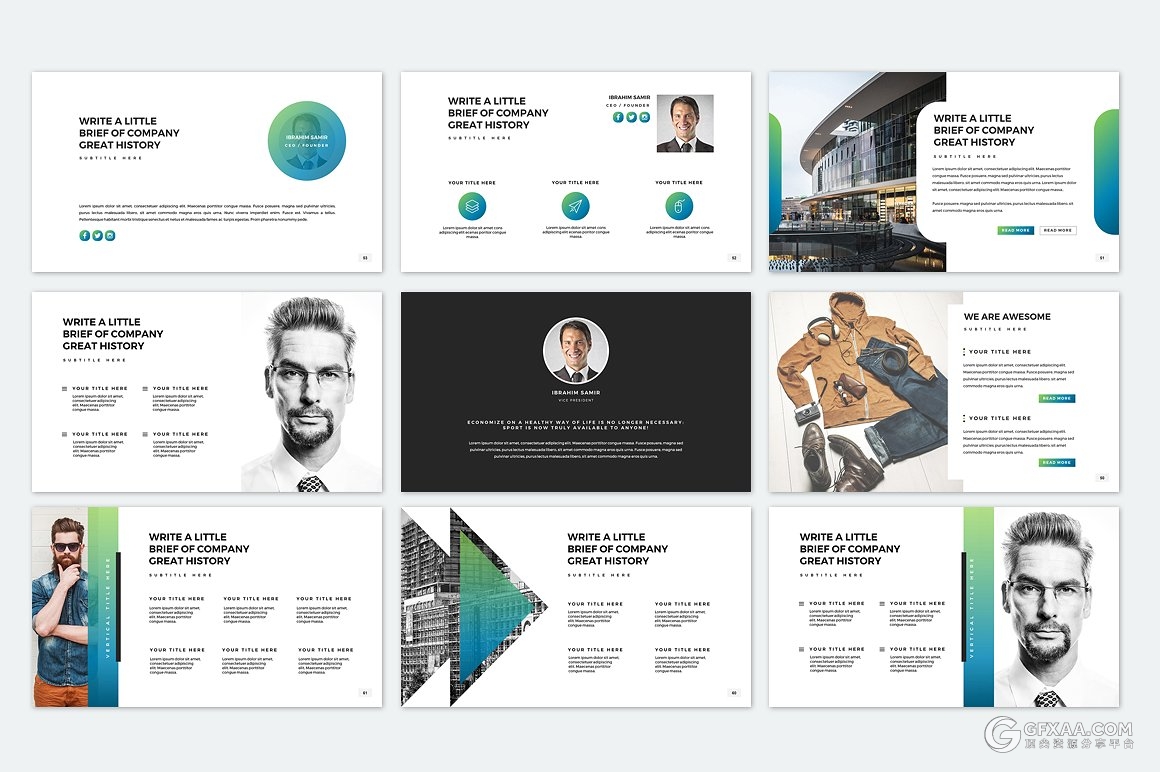 200多页渐变色欧美商务PPT模板(源文件为蓝紫渐变) - 顶尖PPT