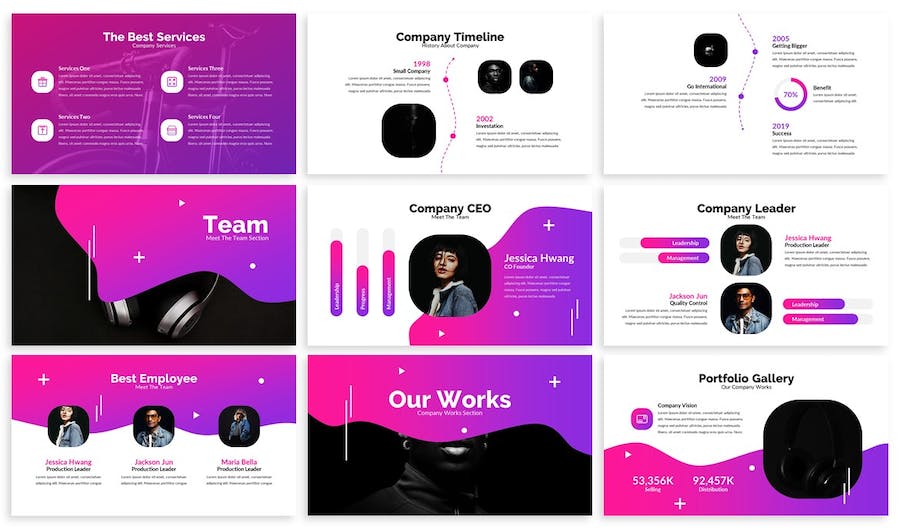 渐变色彩抽象设计创意展示PPT模板 - 顶尖PPT