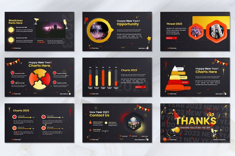 新年元旦快乐新年祝福新年派对keynote模板 - 顶尖PPT