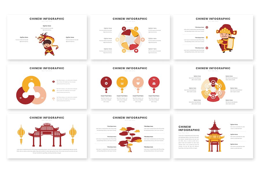 小孩舞龙舞狮插画龙年新年keynote模板 - 顶尖PPT