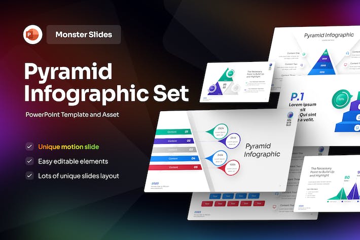 金字塔信息图形PPT模板 - 顶尖PPT