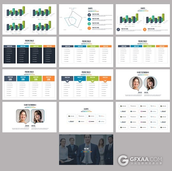 50种颜色主题86页商务年终总结PPT模板 - 顶尖PPT