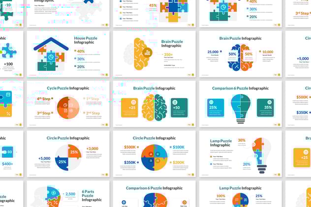 积木拼合信息图形keynote模板 - 顶尖PPT
