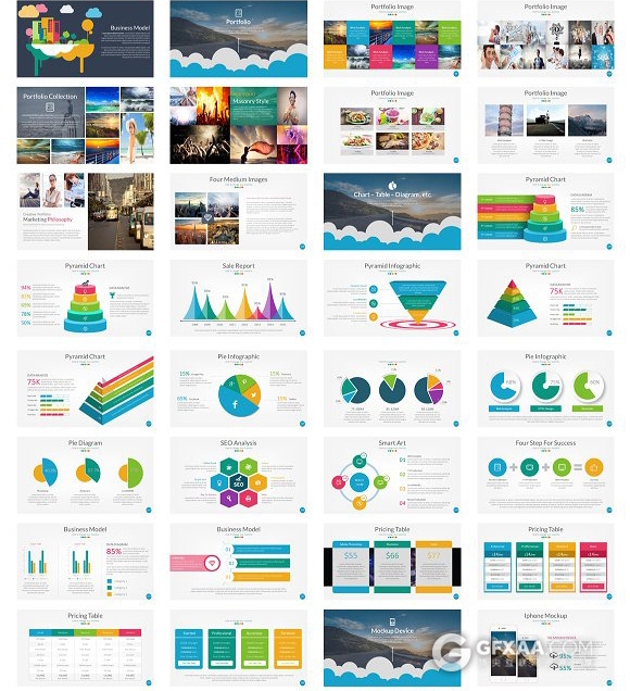 150页卡通多色图形图标PPT通用模板 - 顶尖PPT