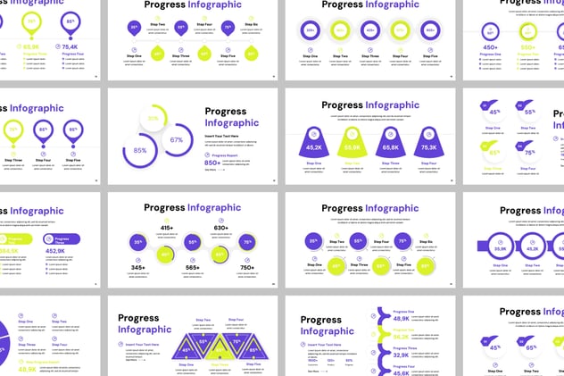 可视化流程进展信息图形keynote模板 - 顶尖PPT