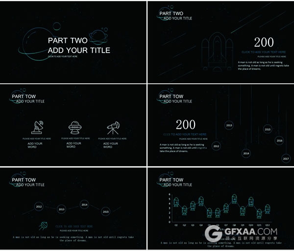 极细亮蓝线条创意星球大气简约PPT模板 - 顶尖PPT