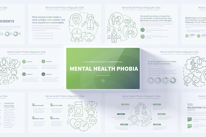 心理健康恐惧症图形PPT模板 - 顶尖PPT