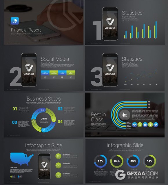 精美交互效果手机APP分析keynote模板 - 顶尖PPT