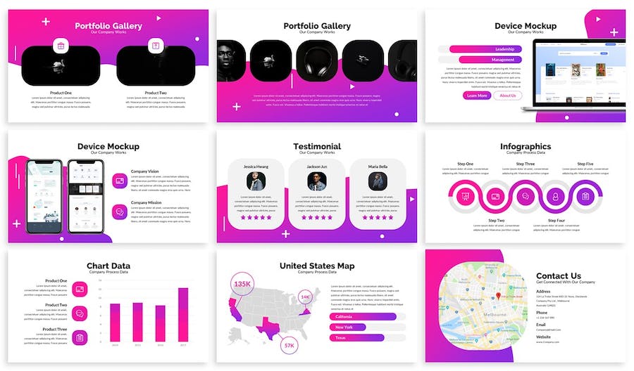 渐变色彩抽象设计创意展示PPT模板 - 顶尖PPT