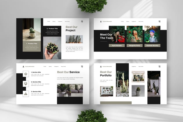 仙人掌极简风格植物主题keynote模板 - 顶尖PPT