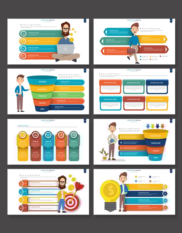商务场景人物插画数据可视化展示keynote动画模板 - 顶尖PPT