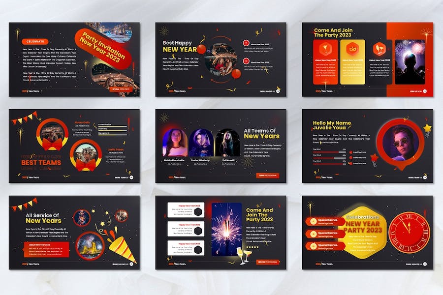 新年元旦快乐新年祝福新年派对keynote模板 - 顶尖PPT