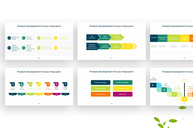 彩色产品开发流程信息图形PPT模板 - 顶尖PPT