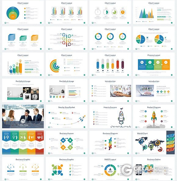 102页商务多种图形图表搭配keynote通用模板 - 顶尖PPT