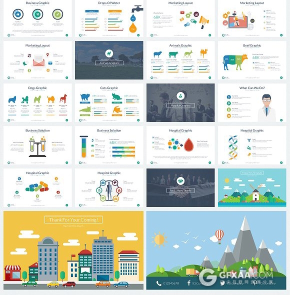 102页商务多种图形图表搭配keynote通用模板 - 顶尖PPT