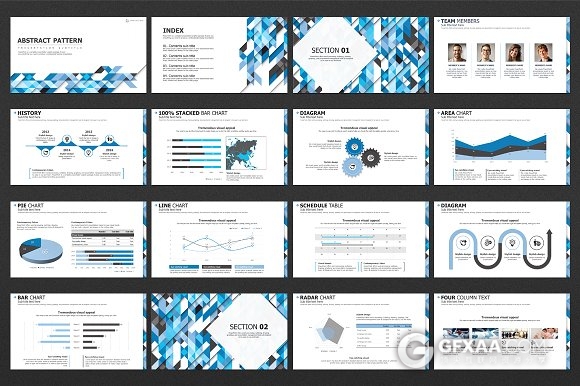 创意多边形商务年终总结报告PPT模板 - 顶尖PPT