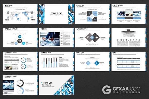 创意多边形商务年终总结报告PPT模板 - 顶尖PPT