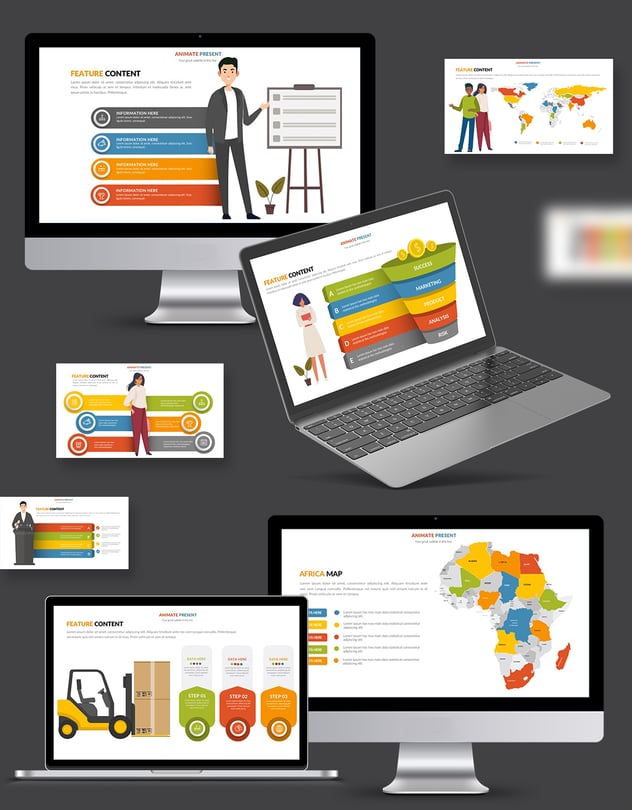 彩色动画世界各国地图商务图形Keynote演模板 - 顶尖PPT