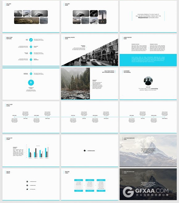 50页创意简约杂志风格PPT模板10种配色文件 - 顶尖PPT