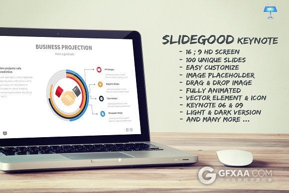 100页商务扁平化彩色图形图表keynote模板 - 顶尖PPT