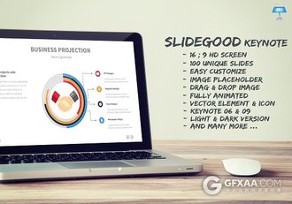 100页商务扁平化彩色图形图表keynote模板 - 顶尖PPT