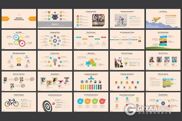 100页商务年终总结卡通风格keynote模板 - 顶尖PPT